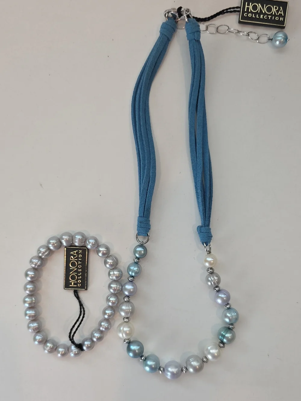 Honora Pearl Necklace And Bracelet English Blues And Bracelet In Light Grey NWT